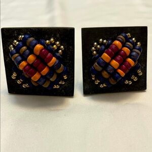 Colorful Beaded Square Earrings